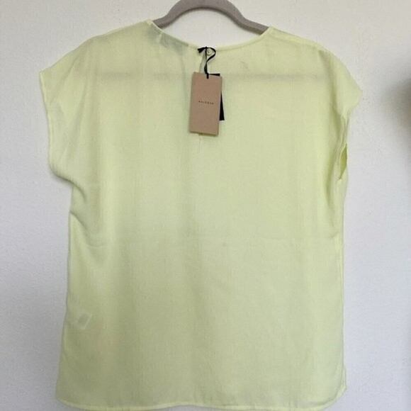 𝅺HALOGEN Top blouse SMALL Yellow Cap Sleeve casual NWT - Picture 9 of 11